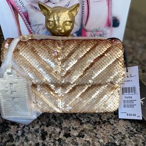 Nicole Miller Shimmering Gold Sequin Bag